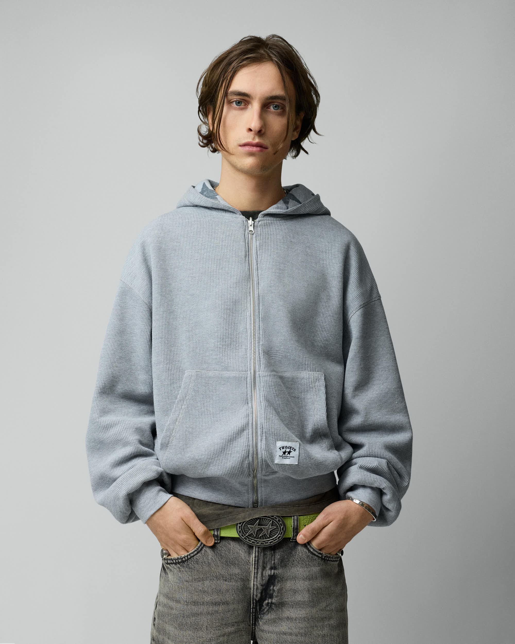 All Over Reversible Full-zip Grey Melange - Image 3