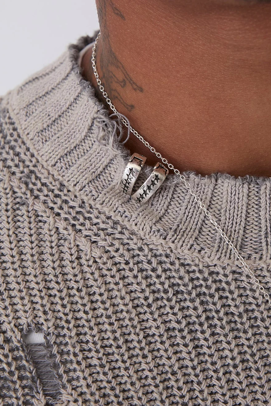 Distressed Icon Knit Sweater Grey - Image 3
