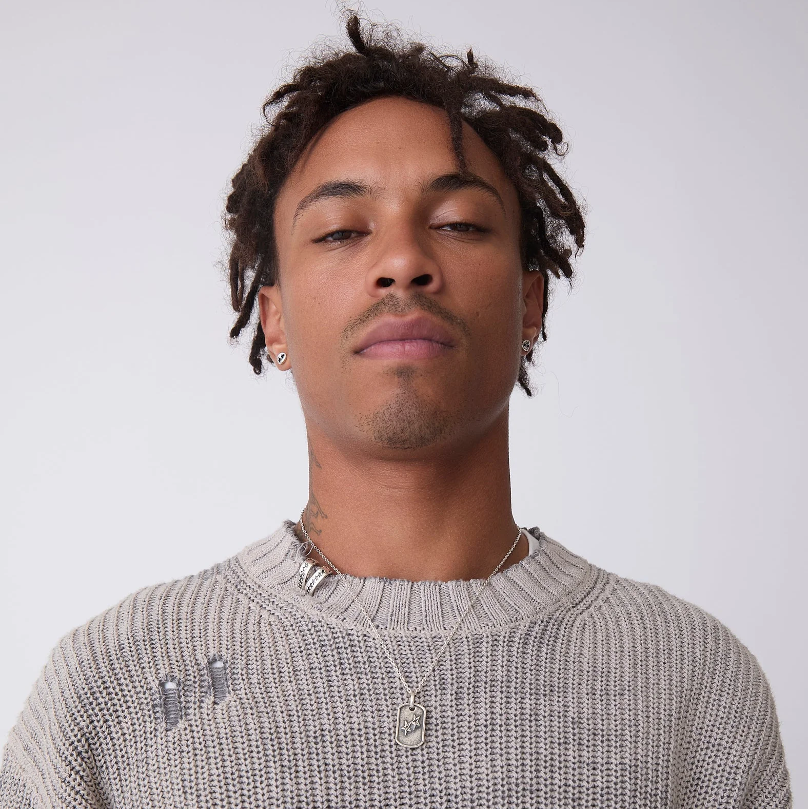 Distressed Icon Knit Sweater Grey - Image 5