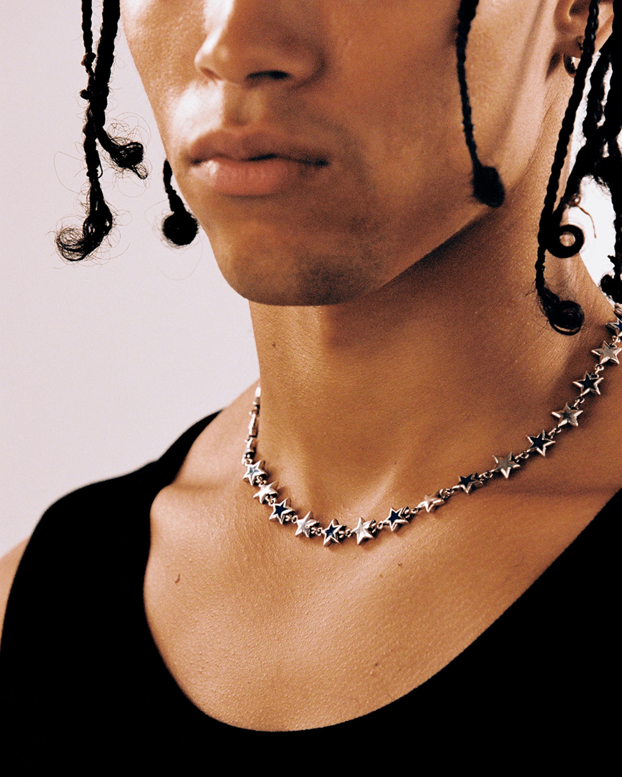Black Enameled Stars Necklace - Image 4