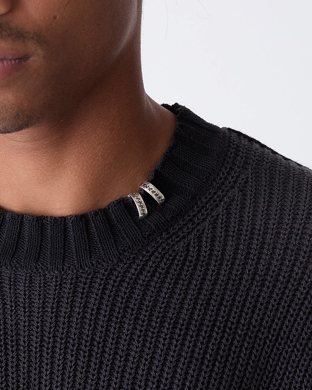 Distressed Icon Knit Sweater Black - Image 4