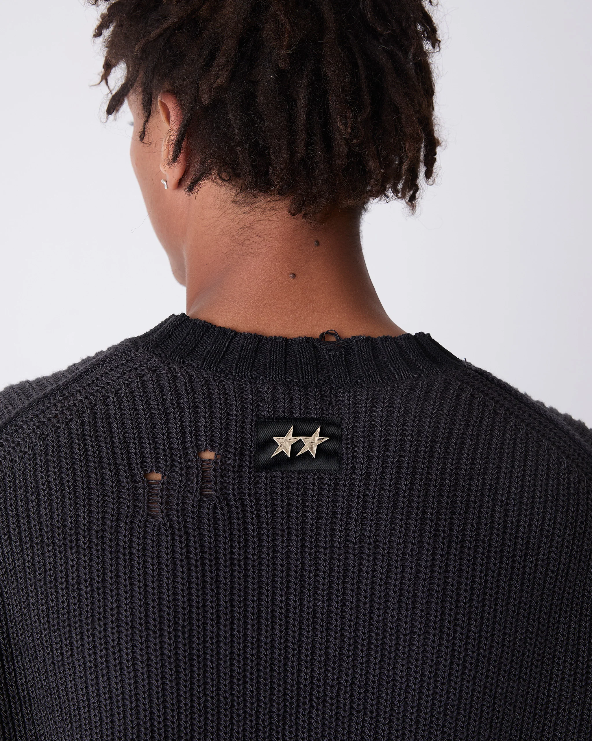 Distressed Icon Knit Sweater Black - Image 5