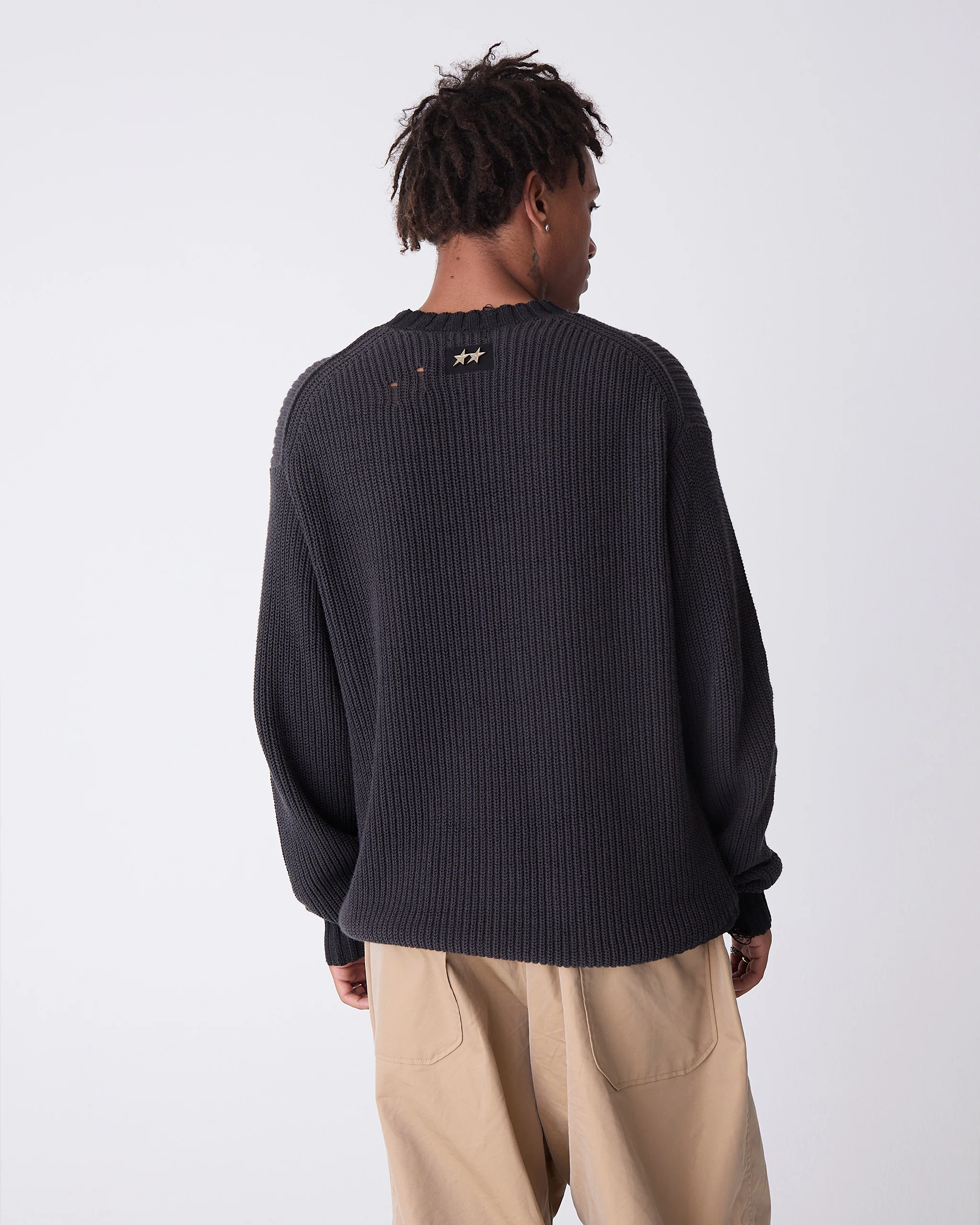 Distressed Icon Knit Sweater Black - Image 7