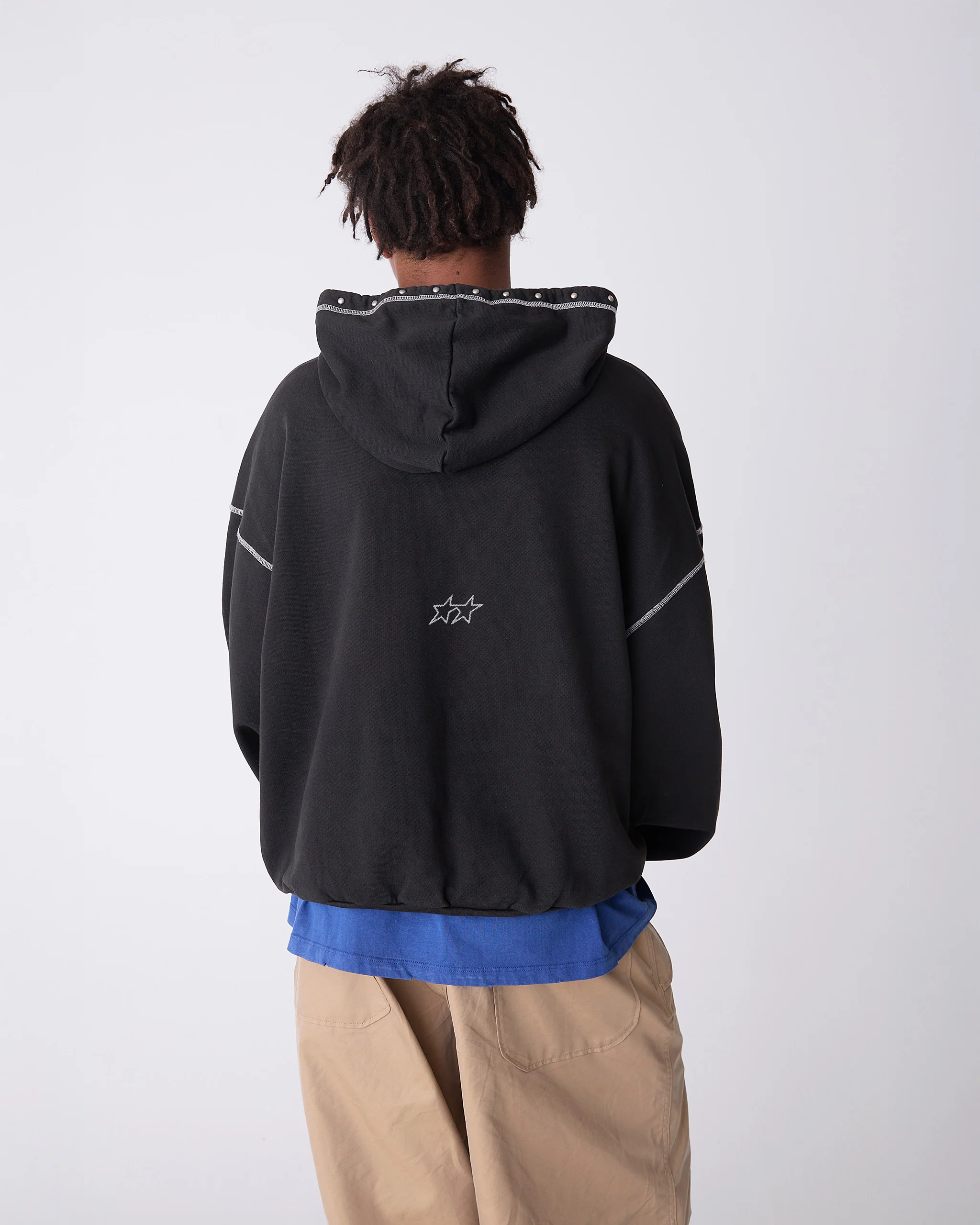 Black Contrast Varsity Stud Hoodie - Image 4