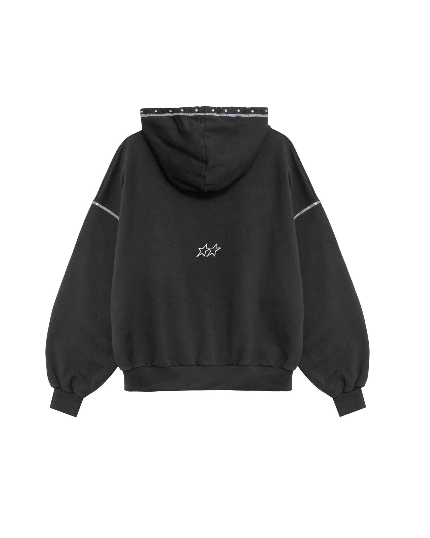 Black Contrast Varsity Stud Hoodie - Image 7