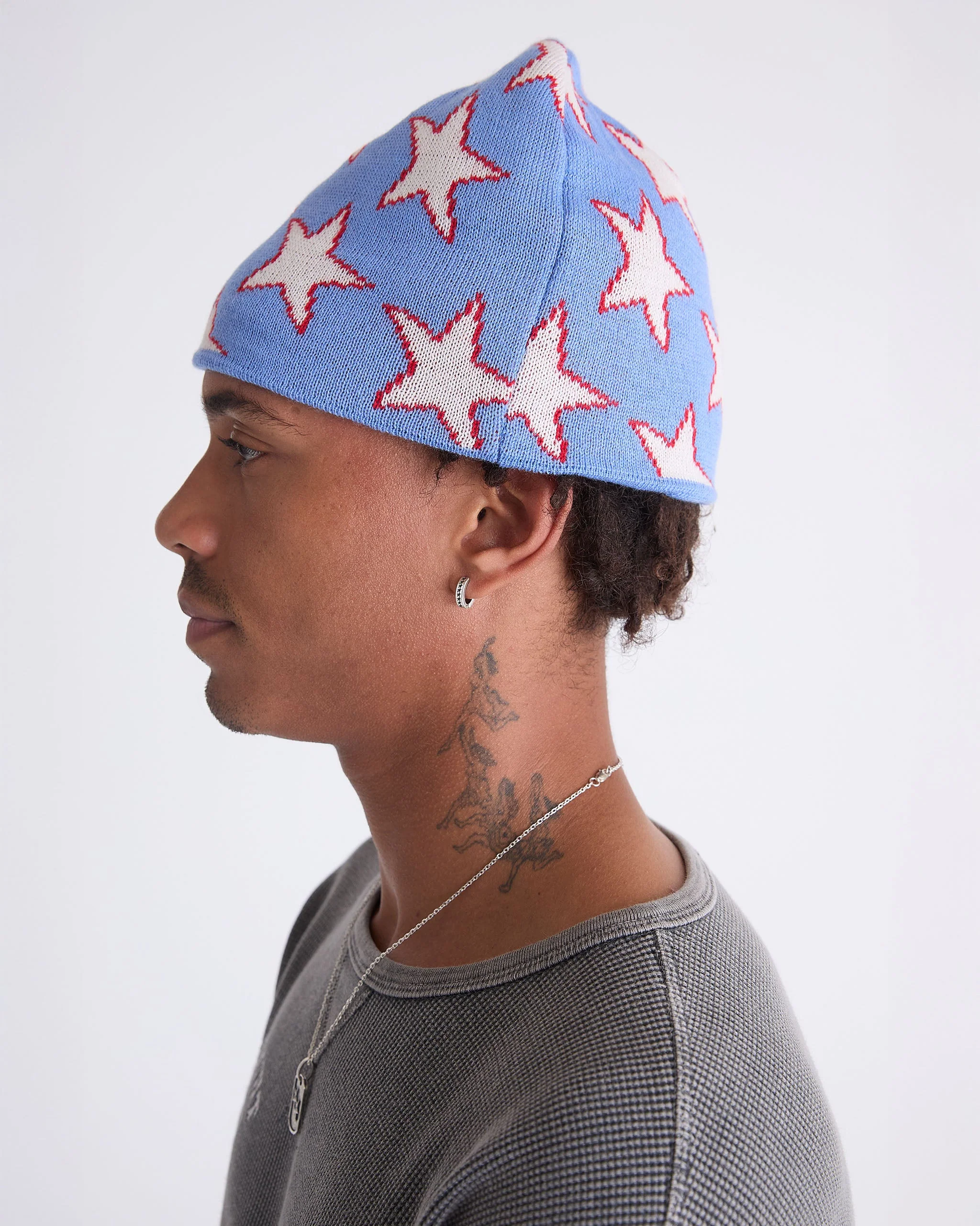 Blue All-over Stars Beanie - Image 4