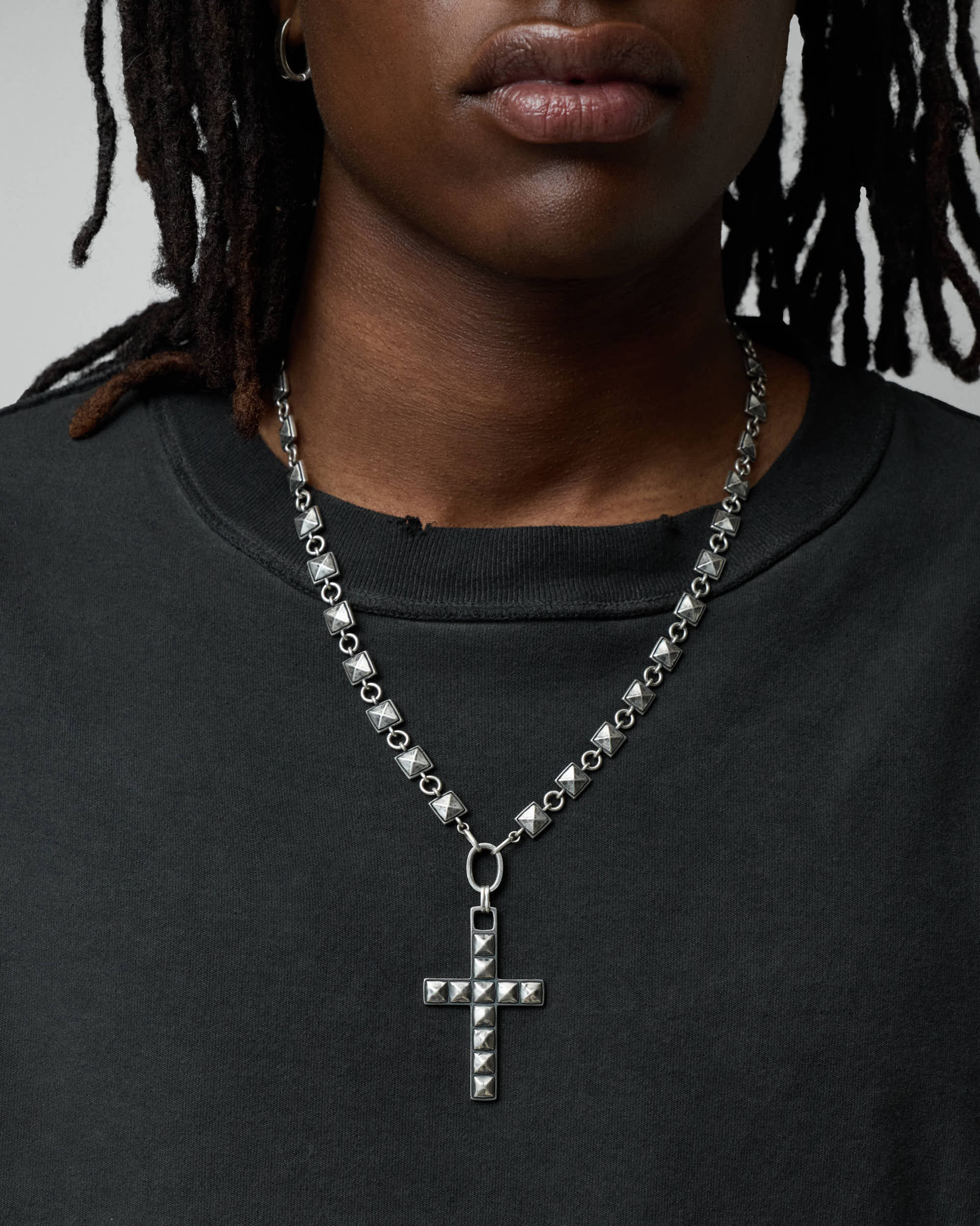Heavy Studded Cross Necklace - Image 3