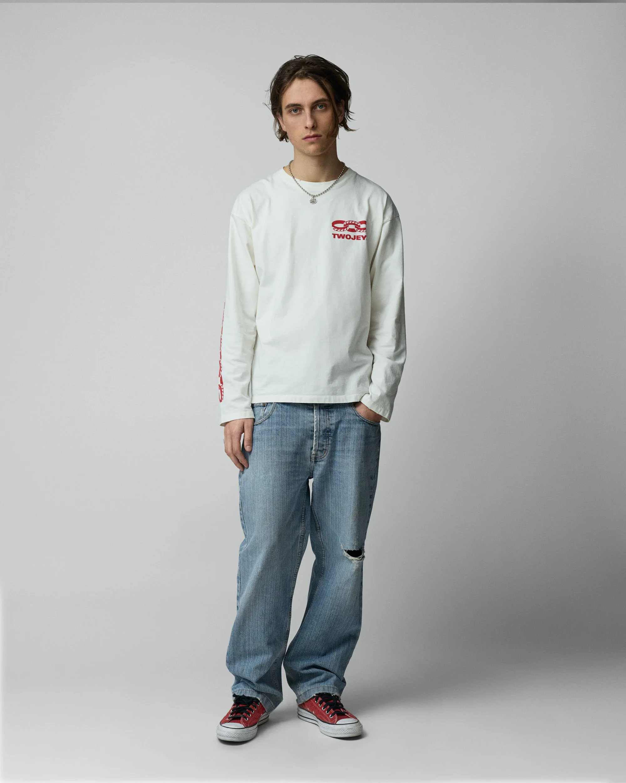 White Icon Chain Long Sleeve Tee - Image 3