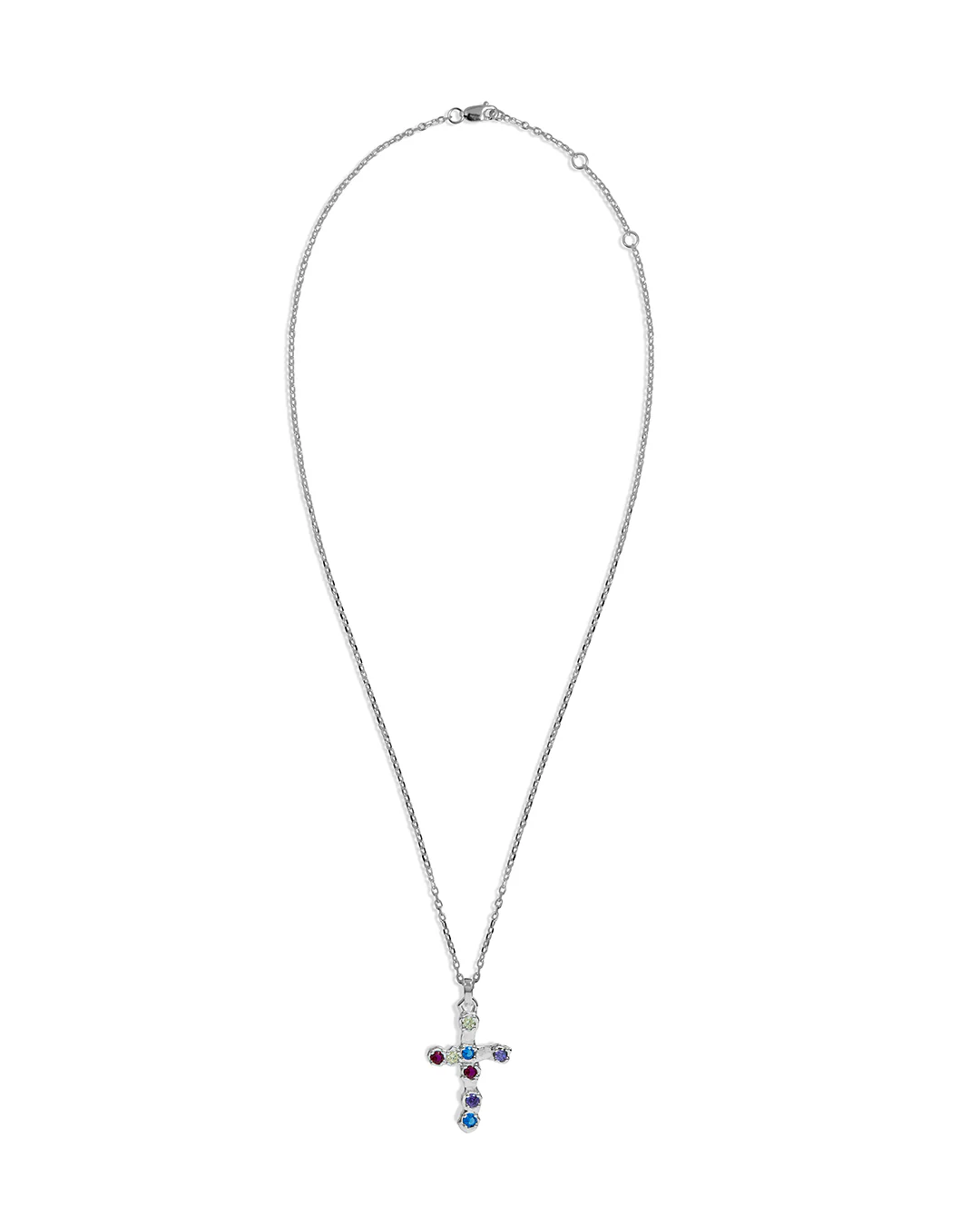 Multicolor Stone Cross Necklace - Image 4