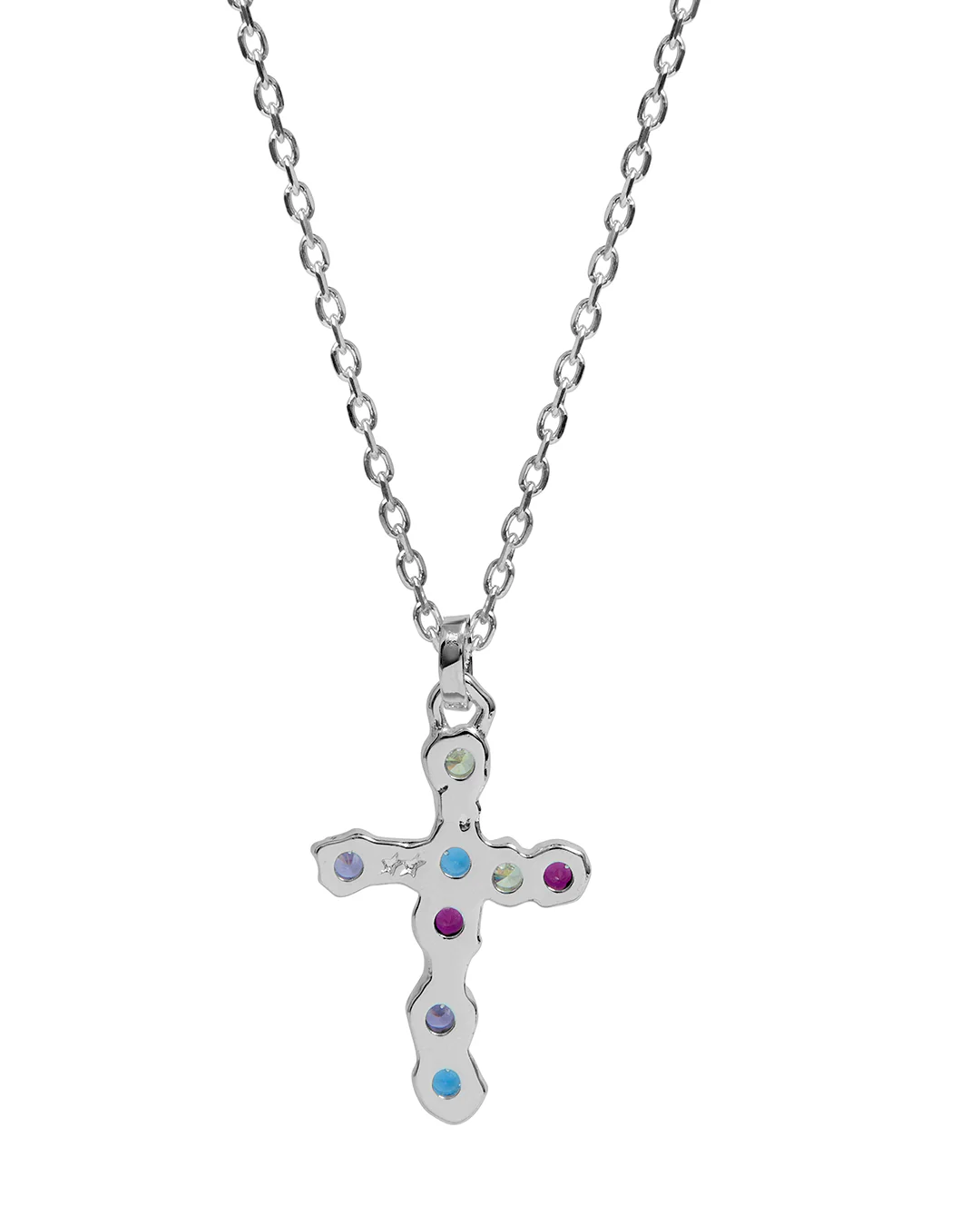 Multicolor Stone Cross Necklace - Image 5