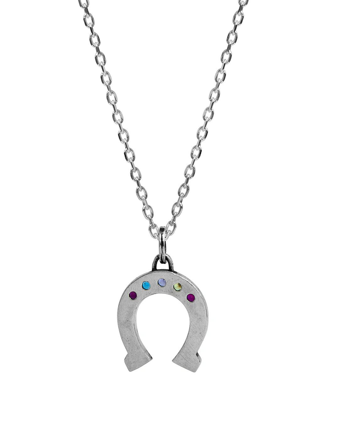Multicolor Stone Horseshoe Necklace - Image 5