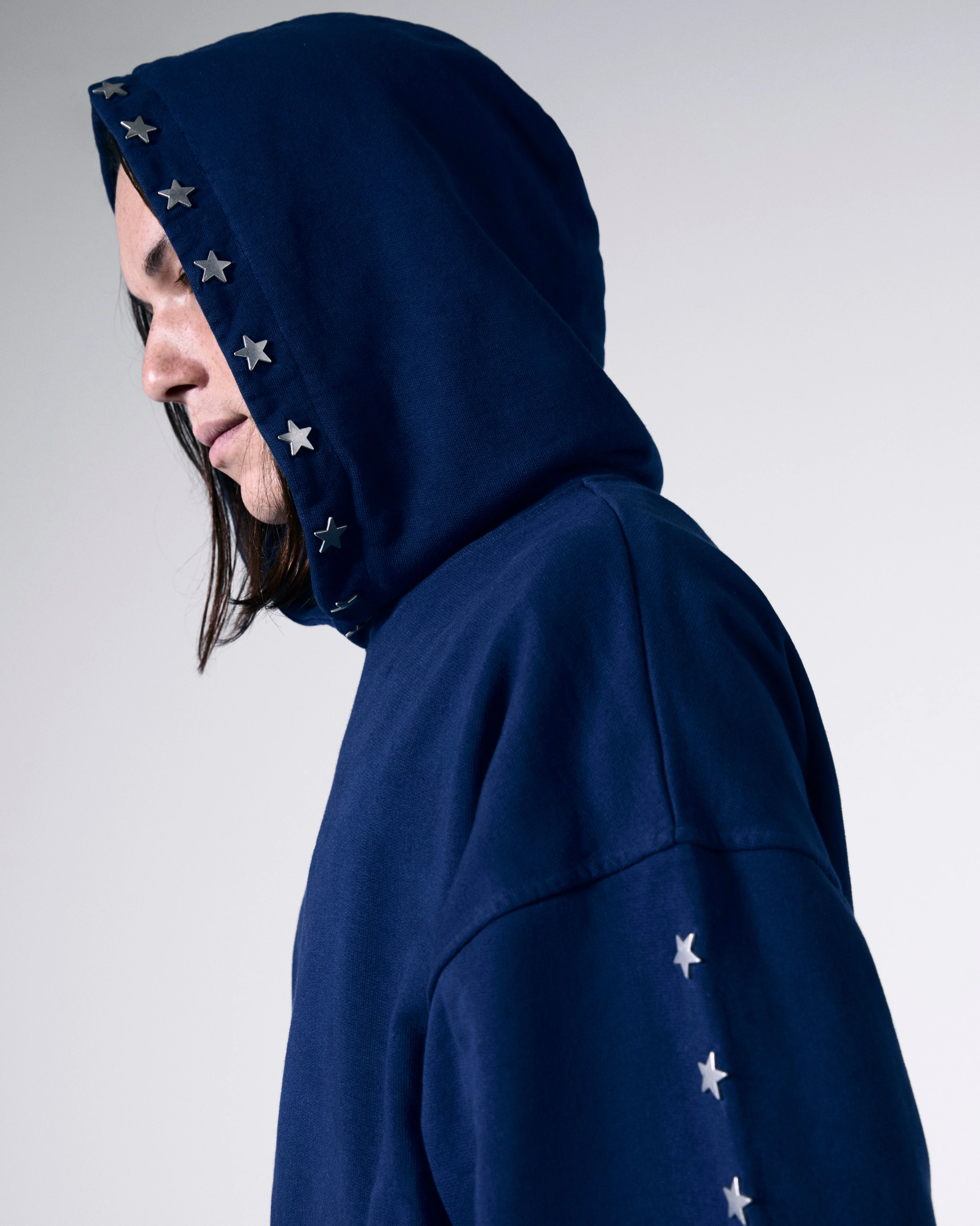 Stars Studded Navy Hoodie - Image 3
