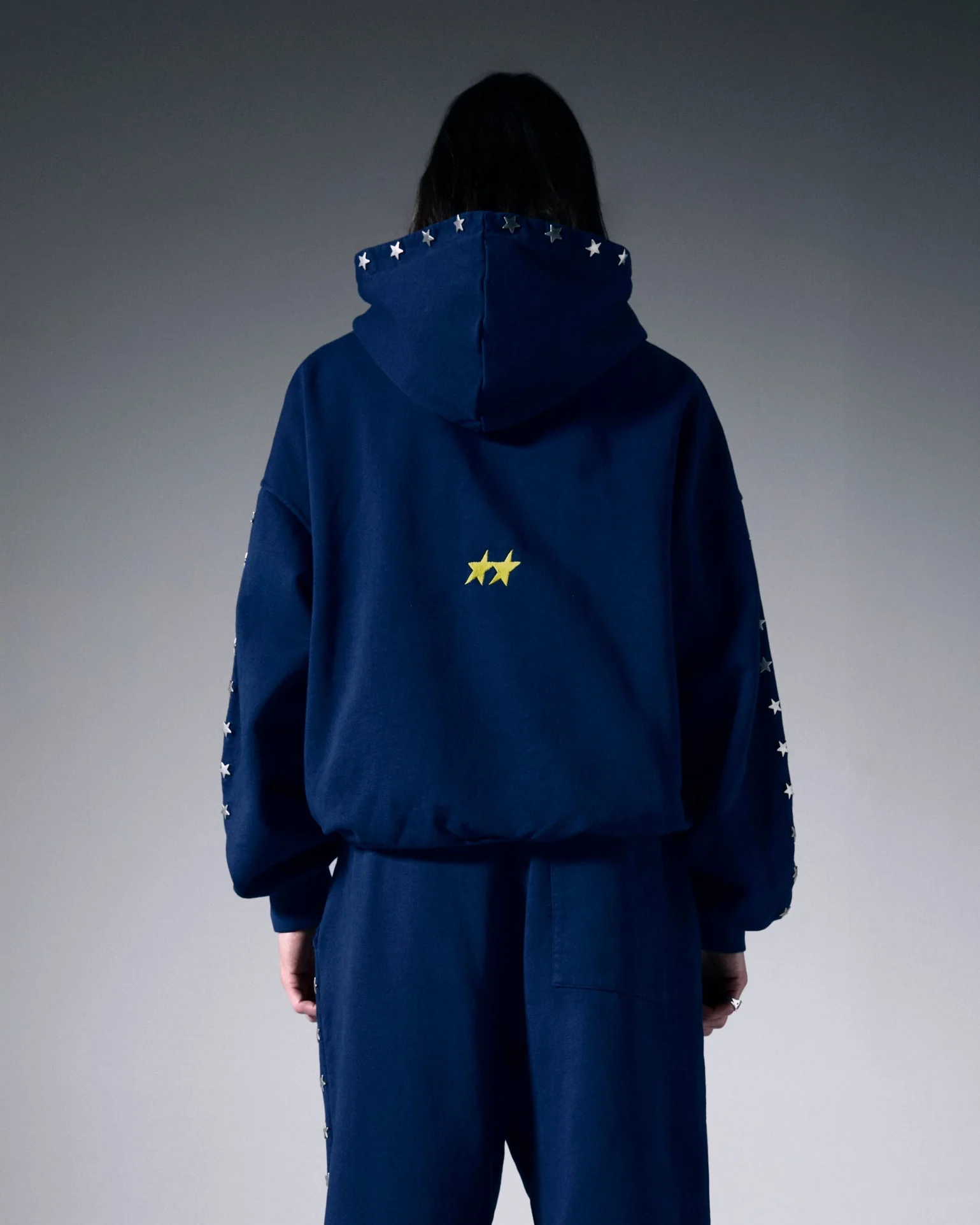 Stars Studded Navy Hoodie - Image 5