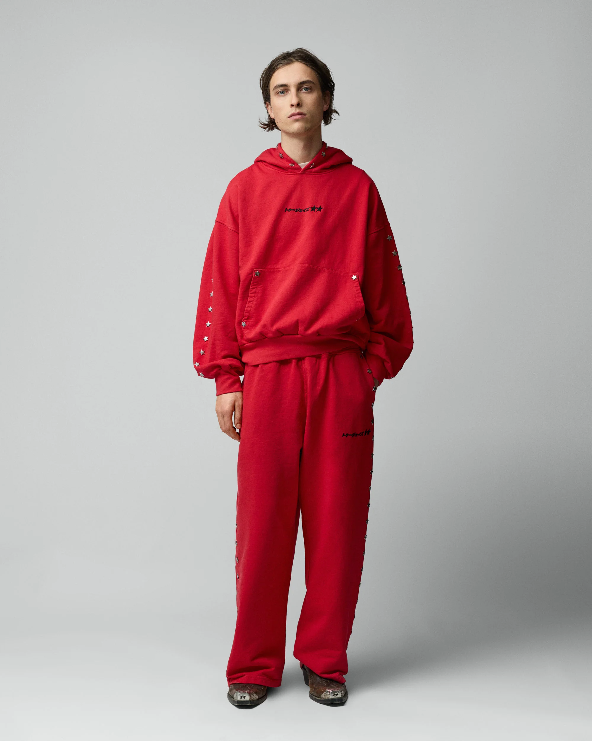 Stars Studded Red Hoodie - Image 3