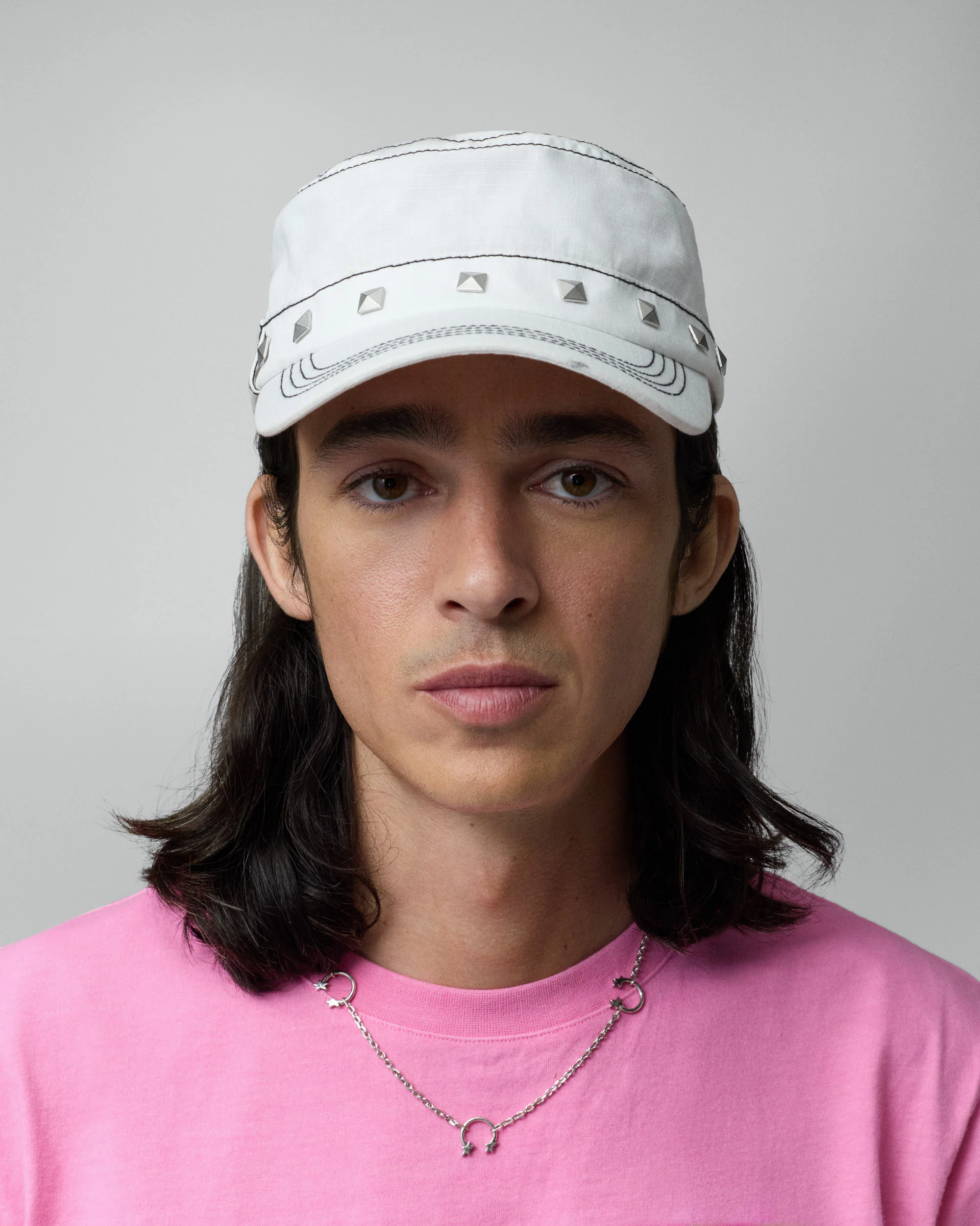 Studded White Guerrilla Cap - Image 2