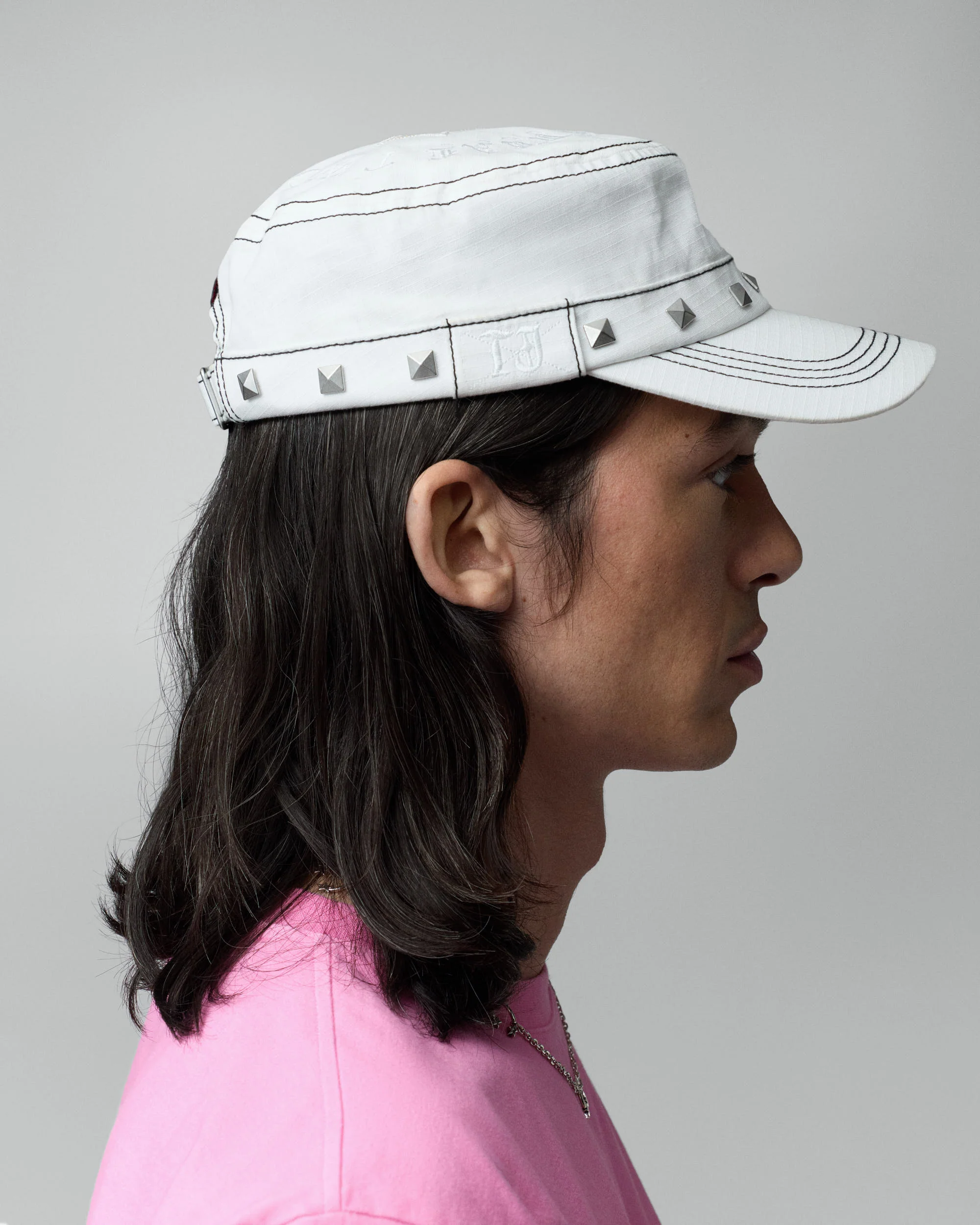 Studded White Guerrilla Cap - Image 3
