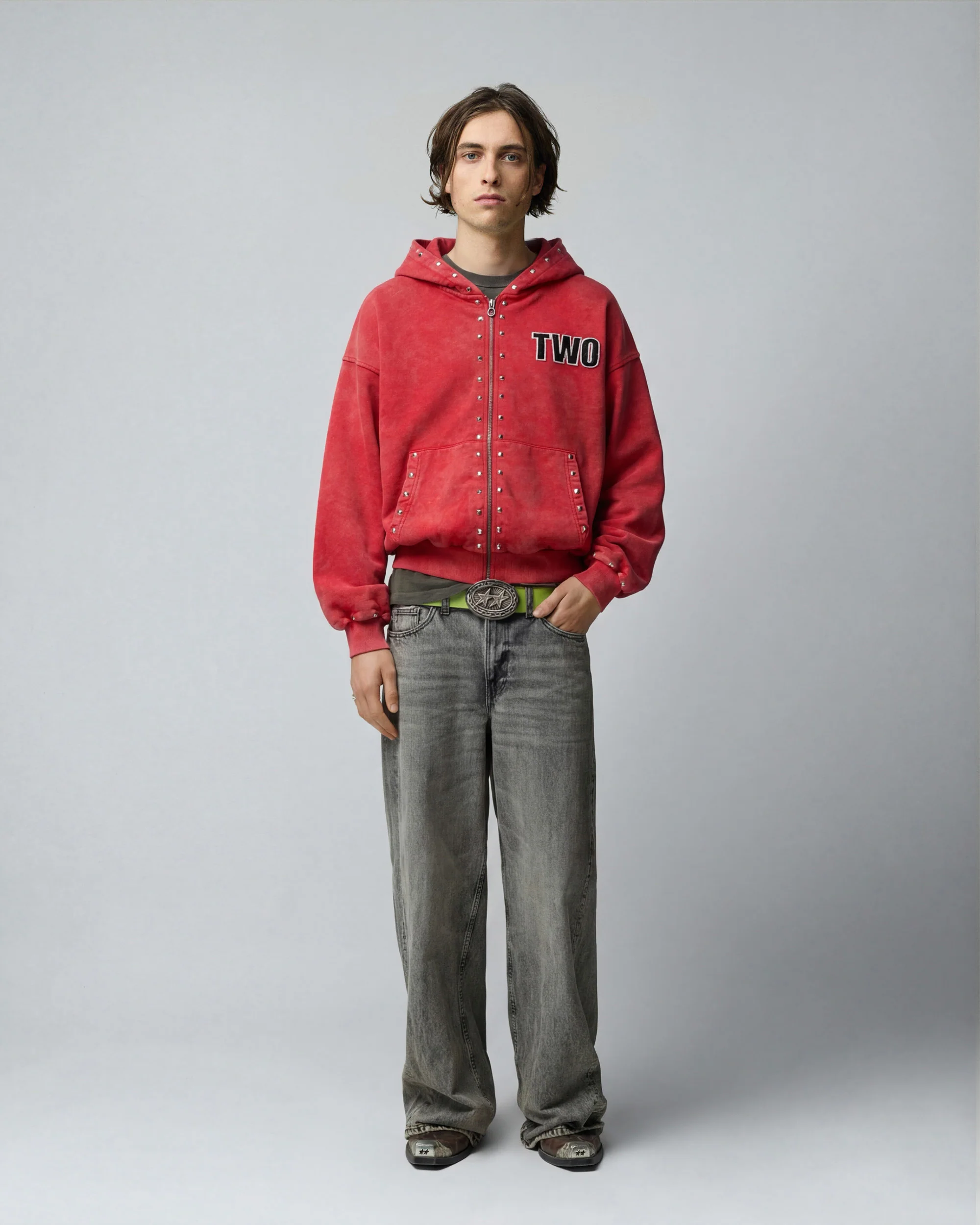 Studded Zipper Red - Image 3