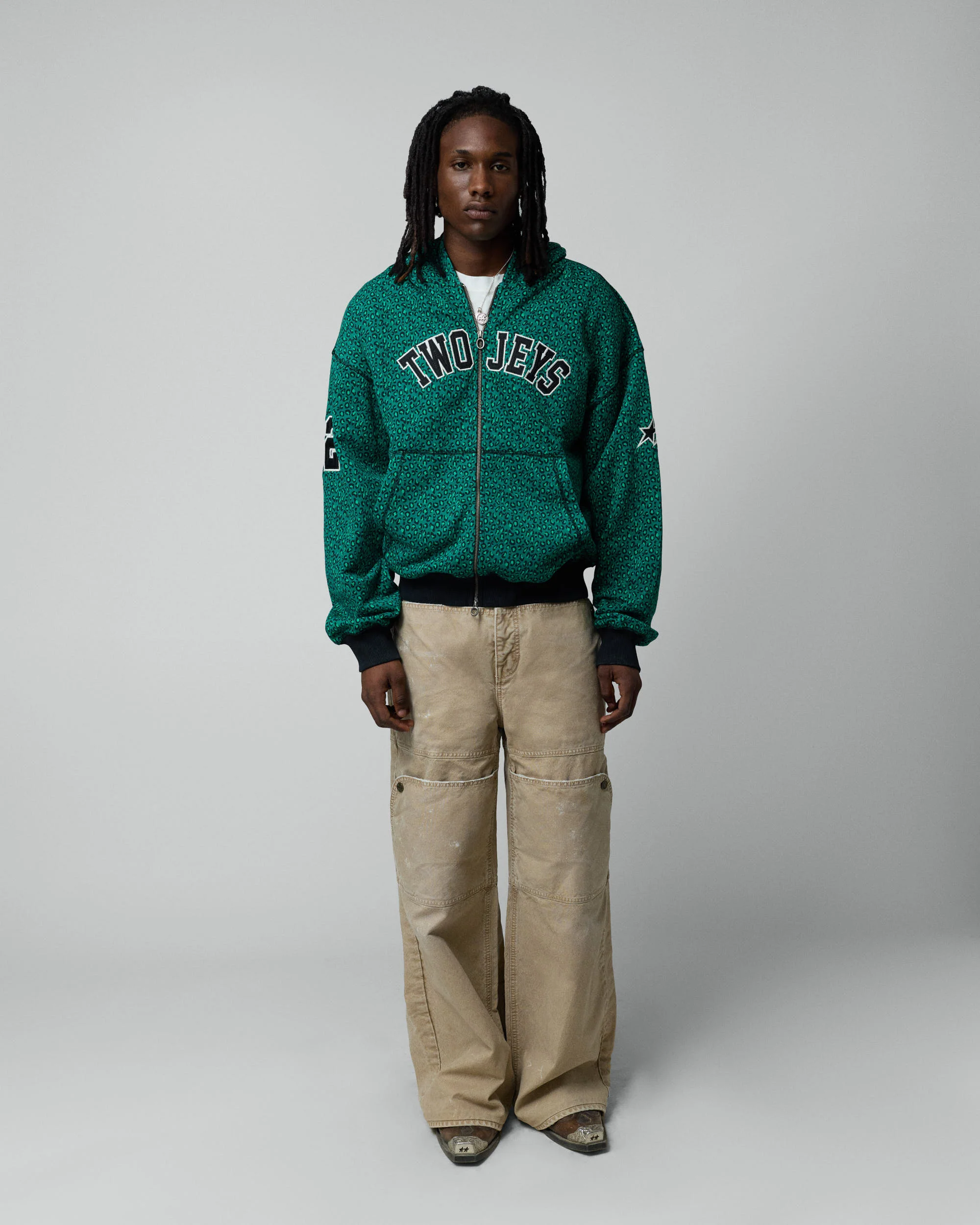 Vintage Varsity Zipper Green Cheetah - Image 3
