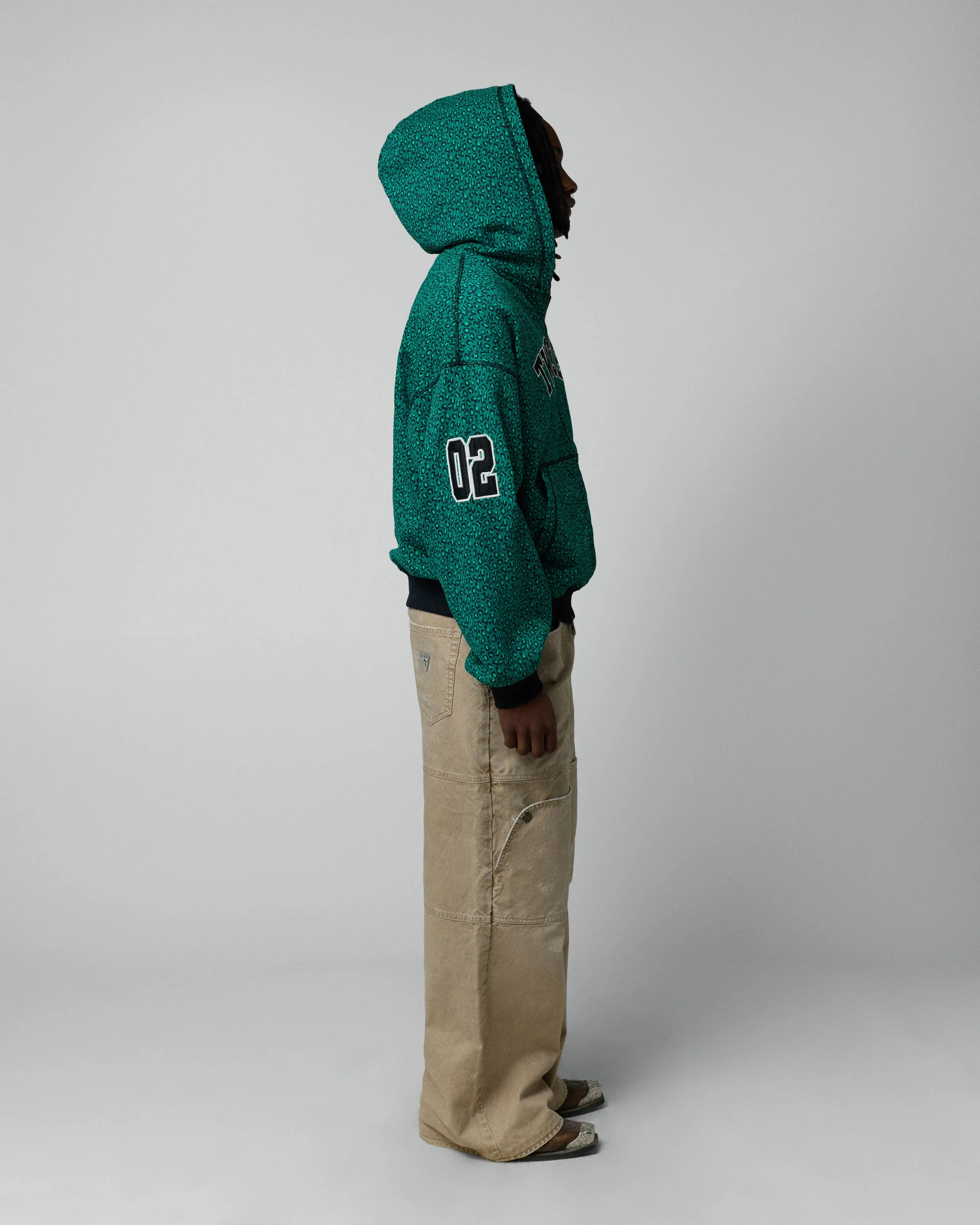 Vintage Varsity Zipper Green Cheetah - Image 4