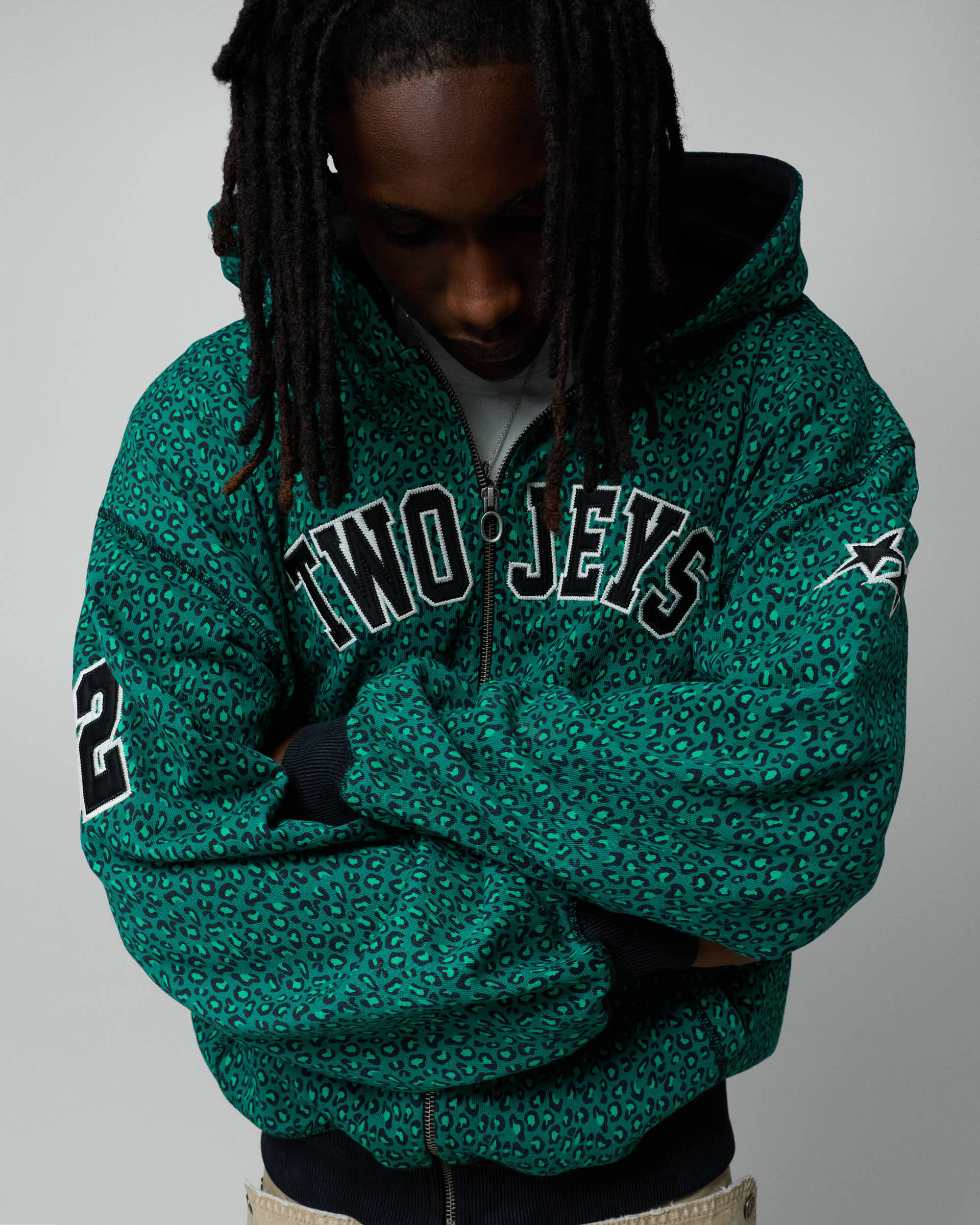 Vintage Varsity Zipper Green Cheetah - Image 5