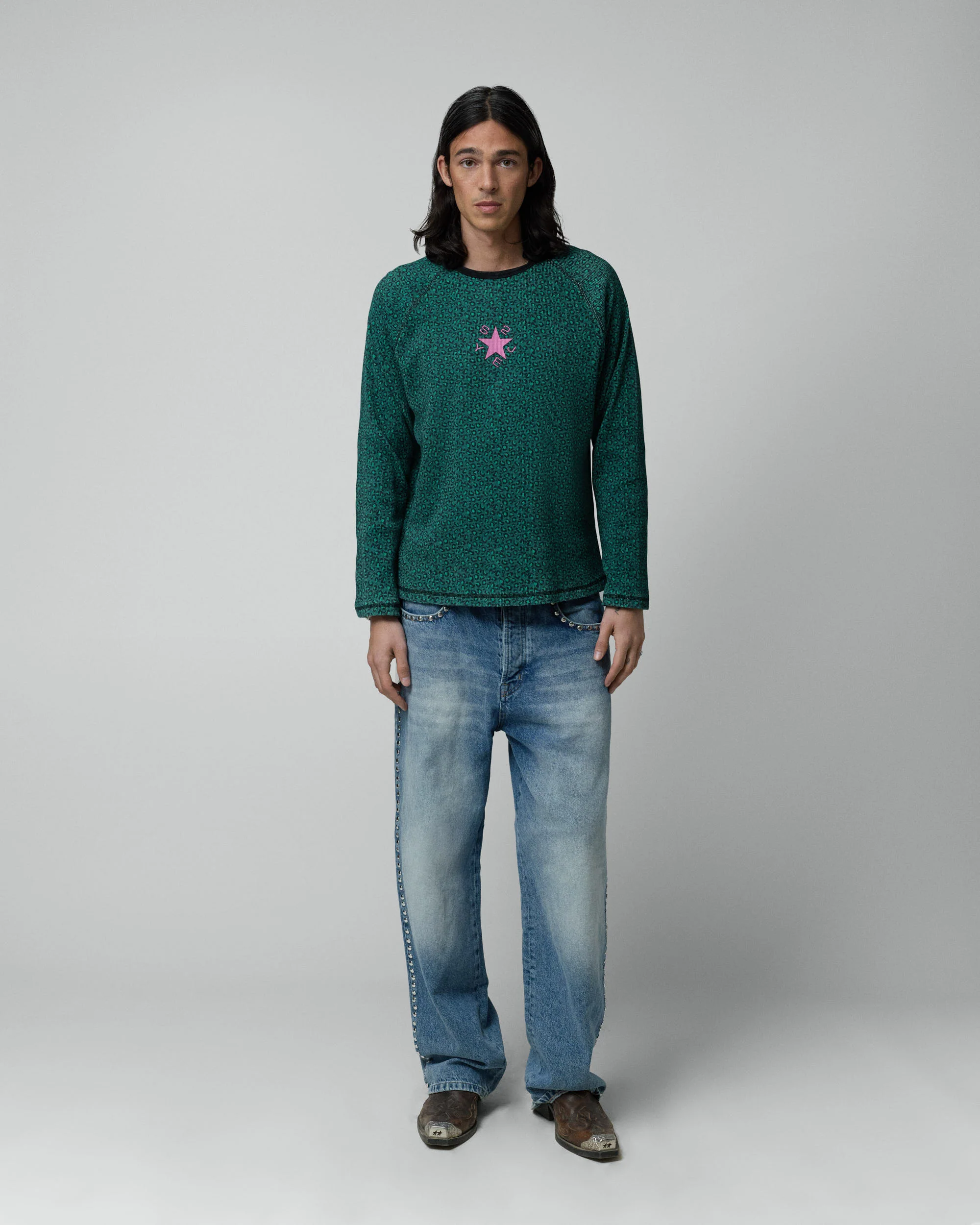 Wafflle Long Sleeve Green Cheetah - Image 3