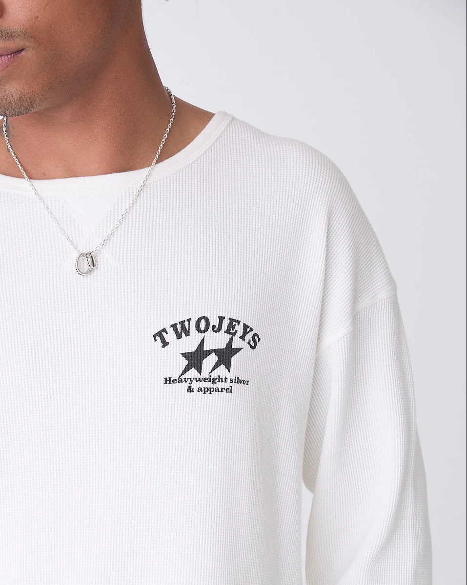 White Basic Waffle Long Sleeve - Image 4