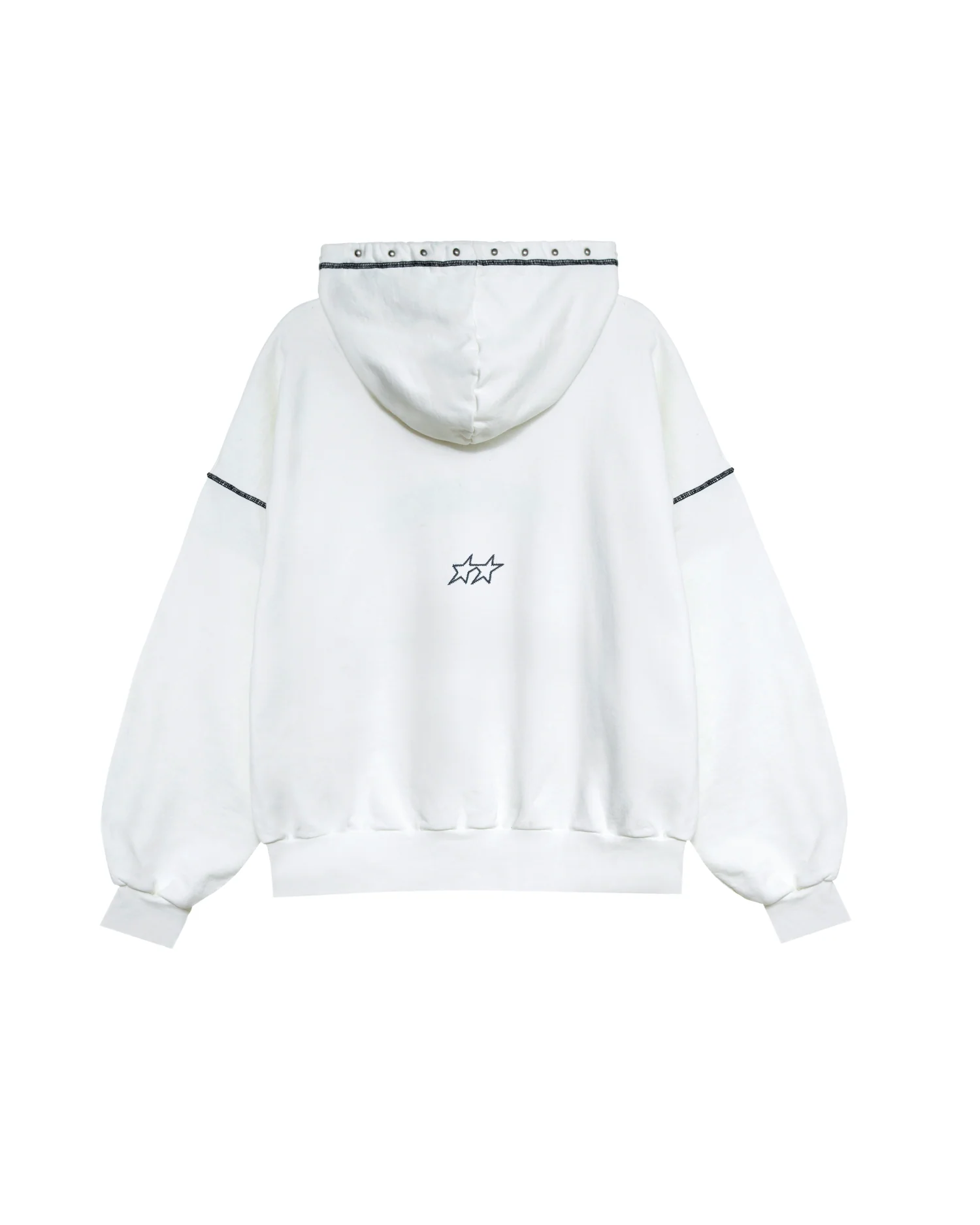 White Contrast Varsity Stud Hoodie - Image 6